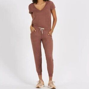 Vuori All Day Jumpsuit Dreamknit Terracotta Heather Brown Red Loungewear Workout